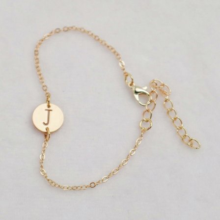 Guld Bokstav J Armband Fint Myntberlock Armband Delikat Skiv Namn Armband för Kvinnor