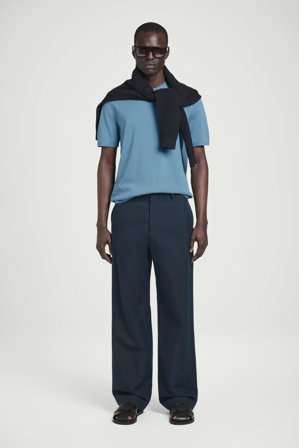 COS Homme T-Shirt À Col Rond En Maille De Coton in Bleu