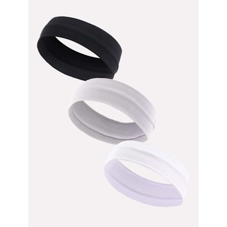 3 Stretch Hårbånd i polyester C:a 6 x 20 cm. Sort/Grå/Hvid