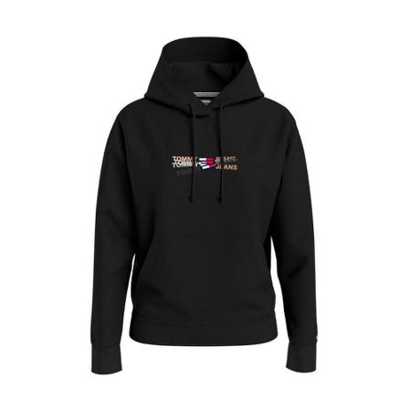 Tommy Hilfiger, Relaxed Overlay sweatshirt Zwart, Dames, Maat:XS