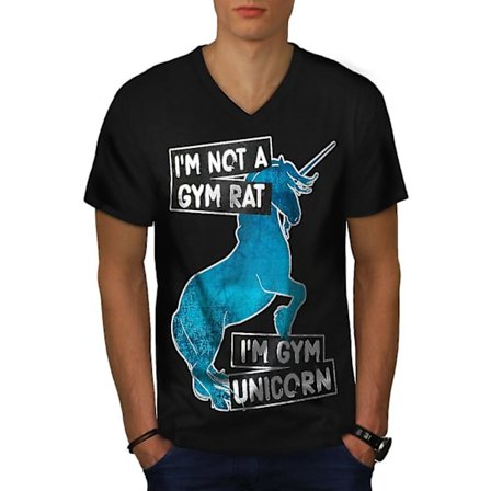Gym Unicorn Stamina Men Blackv-neck T-shirt | Wellcoda