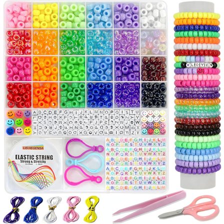 DIY-hantverksgåvor för flickor Pärlset, 1100 st Pony Beads Armband Tillverkningssatser med Dekorativa Pärlor och Berlocker, Hantverksmaterial för Barn