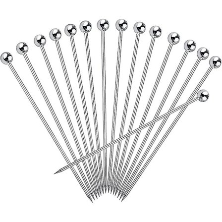 25 stk cocktailpinner for drinker, cocktailpinner i rustfritt stål, gjenbrukbare cocktailpinner, garnityrpinner Bloody Mary-spyd, metall Ma