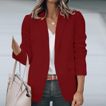 Kvinnor Enkelknäppt Ytterkläder Öppen Front Blazer