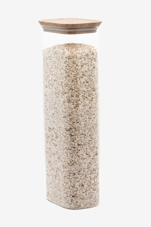 Pebbly - Rektangulær matoppbevaring i glass med bambuslokk - Størrelse Xl - Transparent - Oppbevaringsbokser - Fra Homeroom