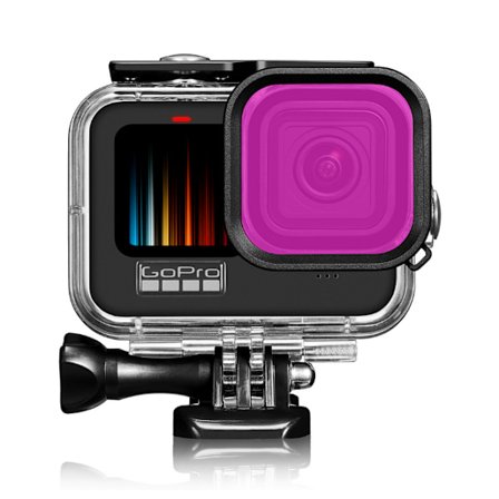 Lilla dykkerfilter med vandtæt etui til GoPro 9/10/11/12 Purple