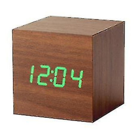 Treklokke kreativ elektronisk klokke firkantet digital klokke mini vekkerklokke termometer sengeklokke (tid, dato temperatur) -A1