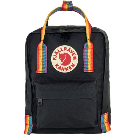 Fjällräven Kånken Rainbow Mini in Black/Rainbow Pattern, Vinylon-F