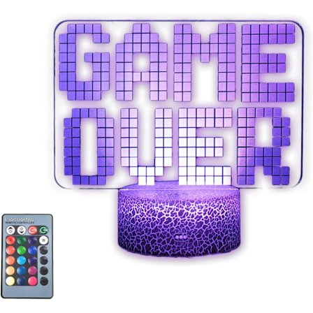 Game Over 3D Illusion LED-rumsbordslampa för spelkvällar