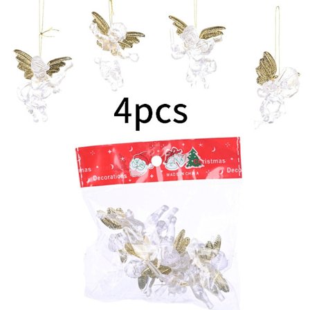 4 st items de decoration de Noël pendentifs d’ange transparents creatifs nouveaux pendentifs d’ange petits pendentifs d’arbre de Noël