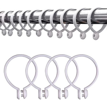 100-pack 35 mm vita duschdraperiringar i plast