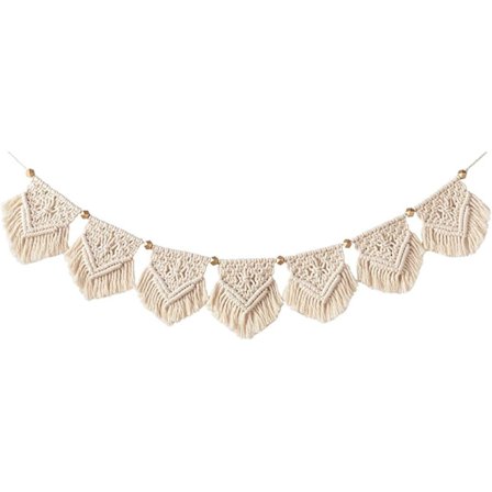 Vægophængt banner med frynser - Bomuldsvævet vægdekoration til stue, soveværelse, bryllupsfestdekoration-