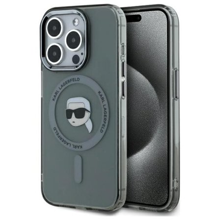 Karl Lagerfeld KLHMP15XHLSKIK iPhone 15 Pro Max 6.7" svart hardcase IML Metal Karl Head MagSafe