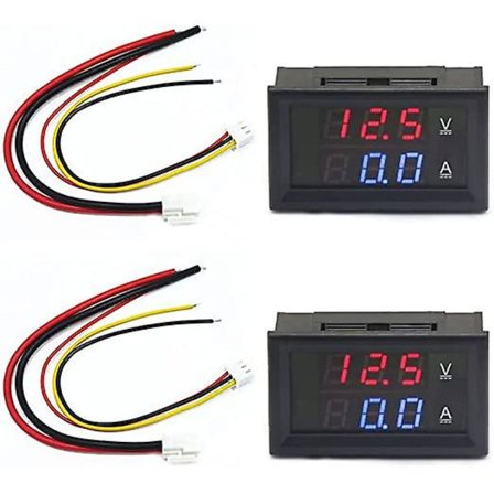 2 stk. LED Voltmeter Amperemeter, Rød og Blå Detektor Spænding Amperemeter Panel Amp Voltmeter, DC 0-100V 10A til Amperemeter Amperemeter Volt Amp 