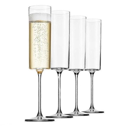 Glaschampagneglas 4-pack 6-ounce Champagneglas 4-pack, Premium Kvadratisk Kant Blåst Glasvinglas Det Bästa TY