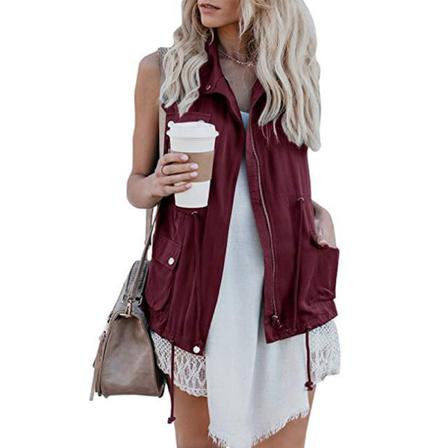 Ärmlös Väst För Damer I Enfärgade Cargo-jackor