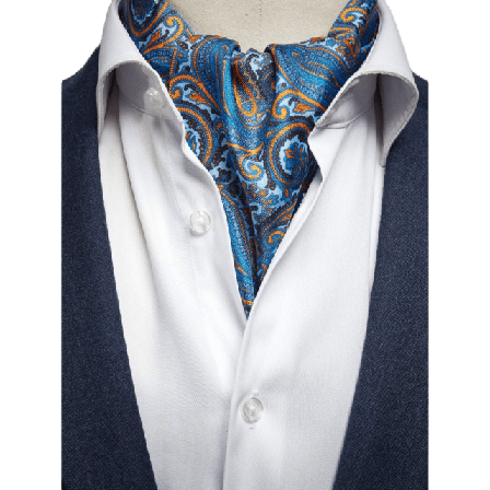 John Henric Silk Single Pointed Ascot Paisley Kostymtillbehör Herr Orange ONESIZE