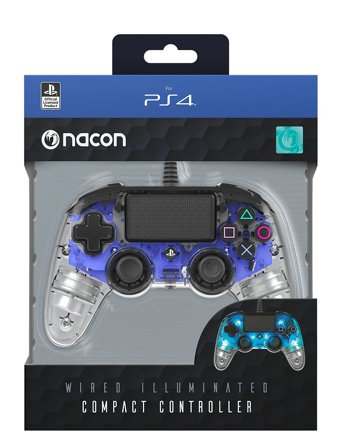 NACON Ps4 Wired Illuminated Compact Controller Light Blue - Blue - ONE SIZE