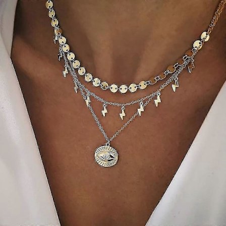 Kristallhalsband med flera element, Hängsmycken med flera lager (NE-0002-25)