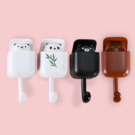 4-pakks med søte panda- og bjørneveggkroker med selvklebende aromaterapi