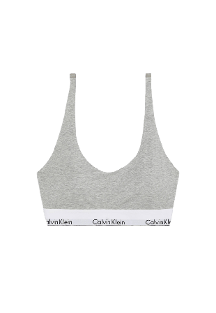 Calvin Klein Vadderad slät Bralette BH, i bomull & modal blandning. Bh Dam Grå S