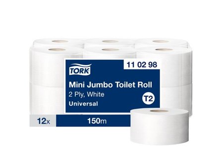 TORK Toalettpapper Universal T2 Mini Jumbo 2-lags 12/fp - Lyreco - Städ och hygien - Toalettpapper och torkpapper - Toalettpapper - rulle