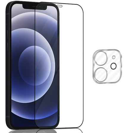 1-Pack ‏‏Iphone 12 Mini Skærmbeskyttelse & 1-Pack linsebeskyttelse - Hærdet Glas 9H - Super kvalitet 3D