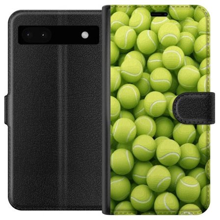 Kompatibel Tegnebogsetui til Google Google Pixel 6a Mønster af grønne tennisbolde i høj detalje, sporty motiv med gentagende tekstur og stærke far