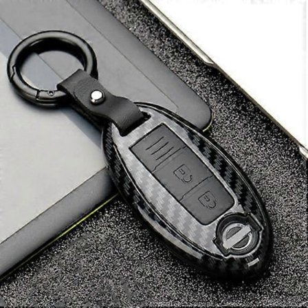 Fjernkontroll Nøkkel Fob Skall Deksel Etui For Nissan Qashqai Pulsar Karbon Stil Nøkkelring (FMY)