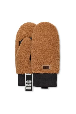 W Sherpa Mitten fluff Logo Tape Caramel S/M