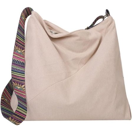 Kordväv Crossbody Tote Bag för kvinnor, Casual axelväska Tote Bag Stor kapacitet Shopping Crossbody Bag (Vit)