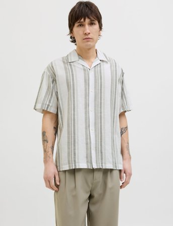 Jack & Jones Jprccsummer Stripe Resort S/S Shirt Sn - White - XL