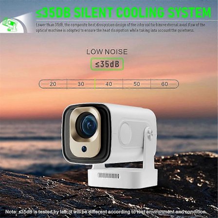 HY260 PRO 1080P Android 11 4K Projektor 200ANSI Wifi6 BT5.4 Cinema Utomhus Portabel 180° Roterbar Pro