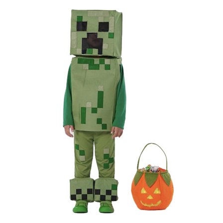 Halloween Minecraft Barn Cosplay Kostym Jumpsuit Halloween Maskerad #10 Kulipa Top+Pant+Mask