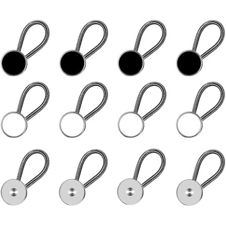 12 stk., Kraveforlængere, Behagelige og Premium Usynlige Kraveforlængere, Knapforlængere til Herreskjorter, Dragter, Bukser, Frakke, Skjorter (Sort, 