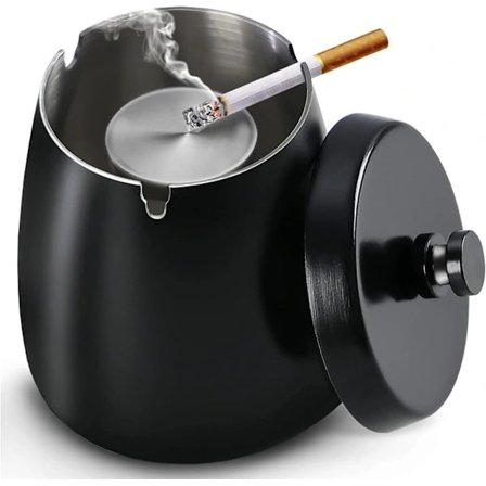 Lugtsikkert askebæger med låg til indendørs og udendørs brug | Stilfulde askebægre til udendørs brug | Vindtæt design | Lugtfrie askebægre til 