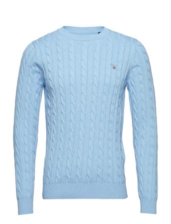 Cotton Cable C-Neck Strikkegenser M. Rund Krage Blå GANT