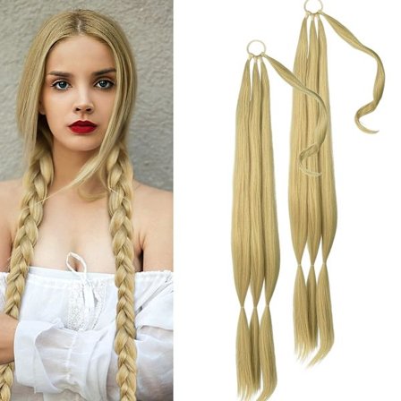Lange flettede hestehaleforlængelser, DIY falske flettede menneskehår, Na