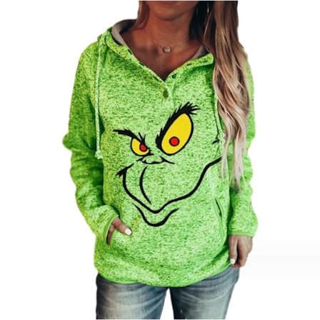 Grinch Fashion Damtröjor Casual Långärmad Huvtröja