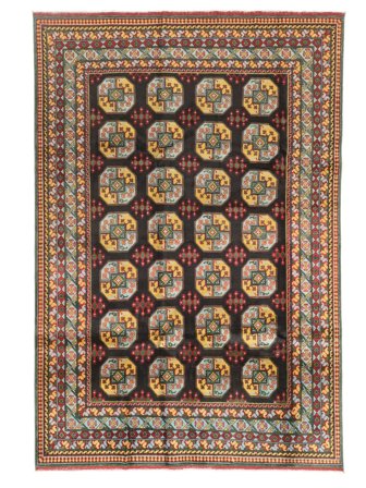 Tapis Afghan Fine 197X291 Marron/Noir (Laine, Afghanistan)