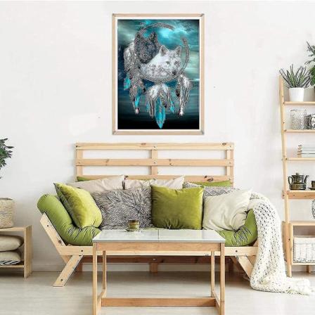Diy 5d Diamantmaleri Drømmefanger Ulv Komplette Tilbehør, Dyrebroderi Maleri