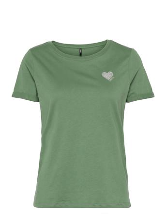 Onlkita S/S Logo Top T-shirt Top Grøn ONLY