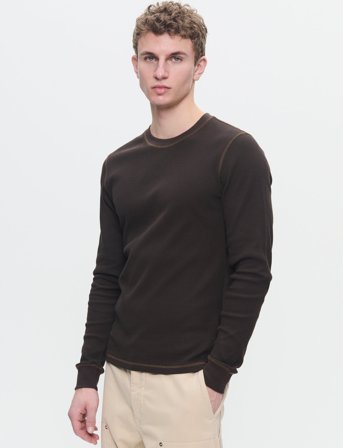 WOOD WOOD Wwemil Waffle Ls T-Shirt - Black - S