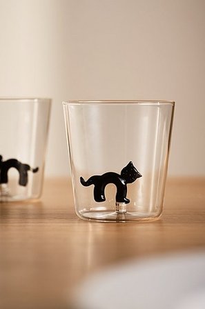 Jotex - Glas Im 2er-pack Transparent/schwarz - CAT - Kaufe Glas bei Jotex