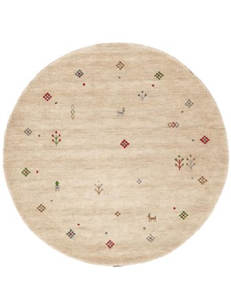 Wool Rug Gabbeh Giza Beige Round Small