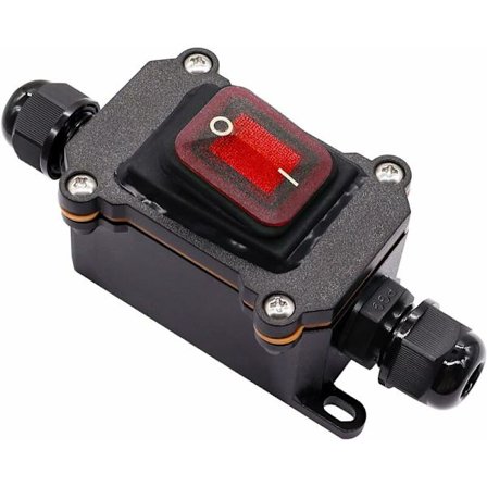 IP67 vedenpitävä kaapelikytkin päälle/pois linjakytkin 4 liitintä DPST 12V DC ulkokytkin punaisella LED-valolla kaksoislinjan tulo ja lähtö H-K062-
