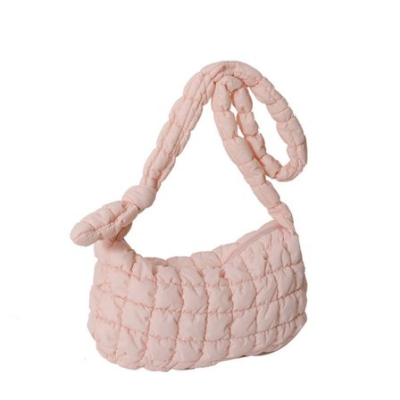 Plaid skuldertaske Puffy håndtaske PINK
