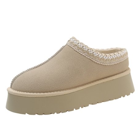 Sneestøvler til kvinder vinter pels hjemmesko platform tyk bund pelset bomulds sko - off white størrelse 36