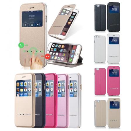 Iphone 5/5s/se Elegant Stötdämpande Flipfodral Sliderview Svart