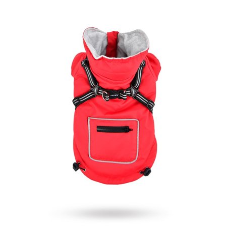 Puppia - Mallory Red - Hundtäcke med Integrerad Sele - Varma hundjackor & täcken från Doggie.se